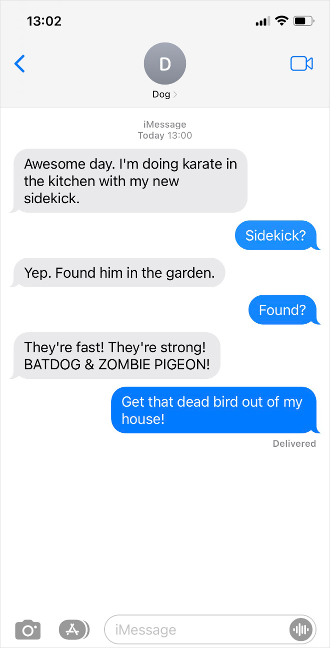 Texting with my dog.