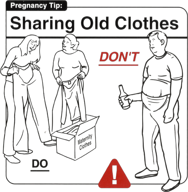 Sharing old clothes.