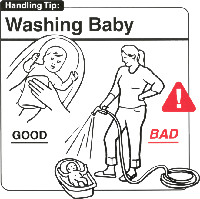 Washing baby.