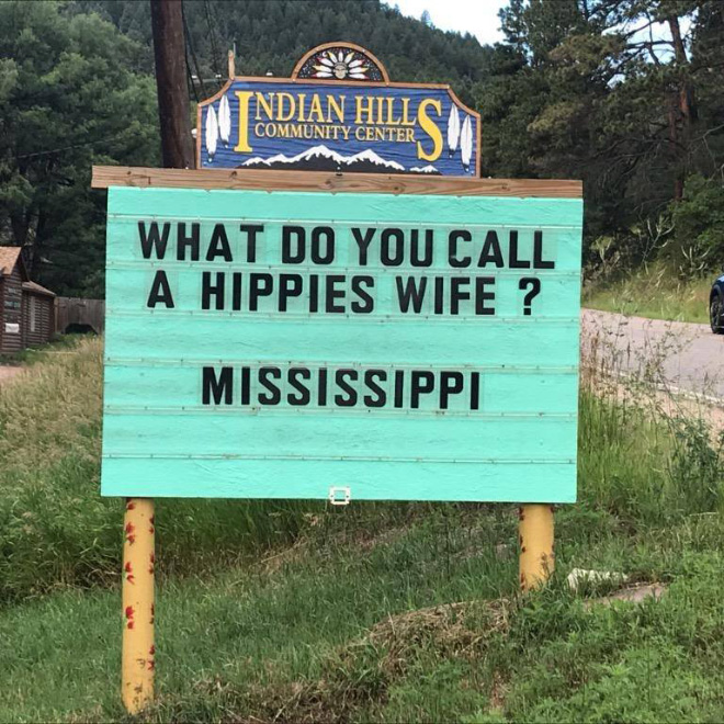 Indian Hills Community sign pun.