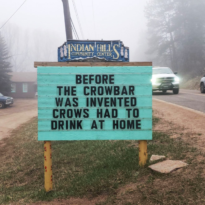 Indian Hills Community sign pun.