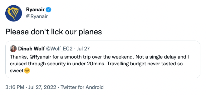 Please don't lick our planes