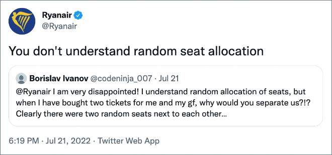 You don't understand random seat allocation