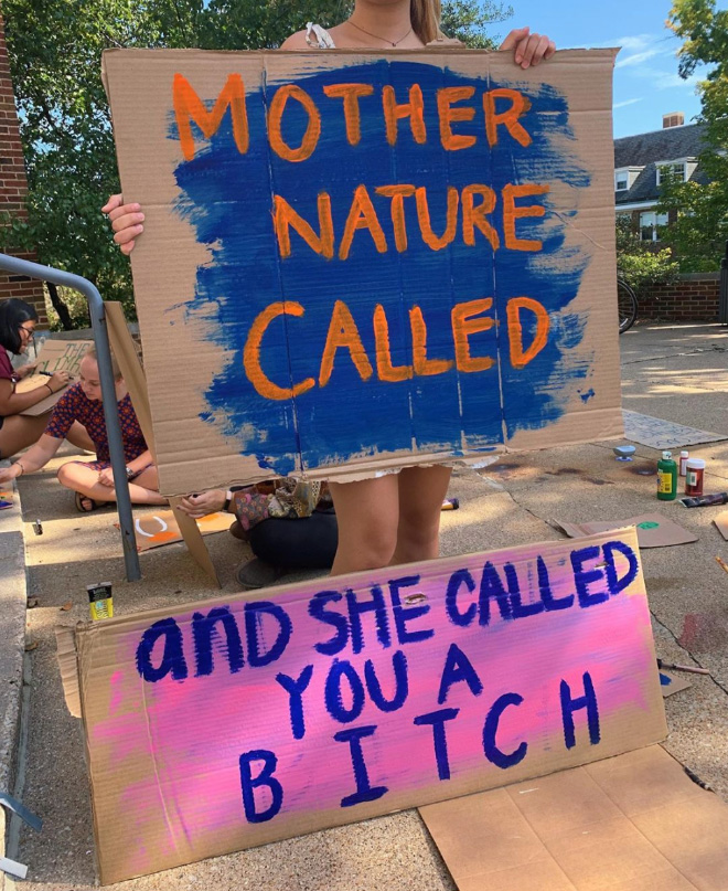 Protest sign against climate change.