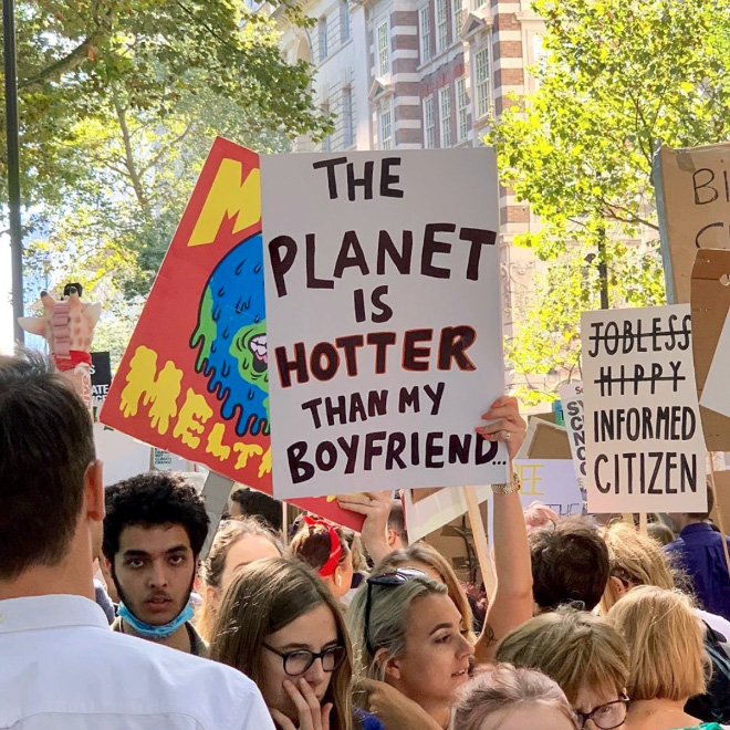 Protest sign against climate change.