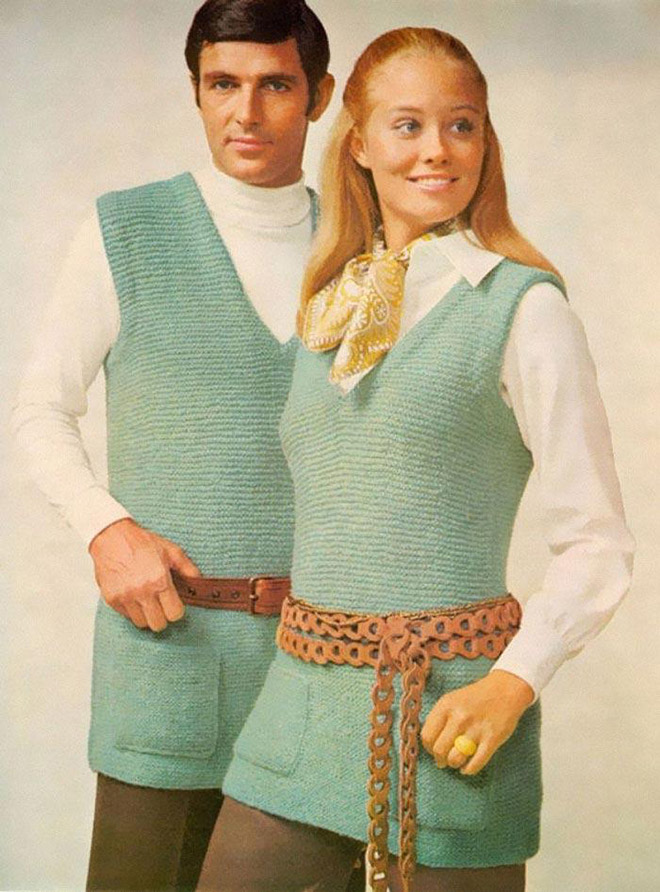 Matching outfits from the 1970s.