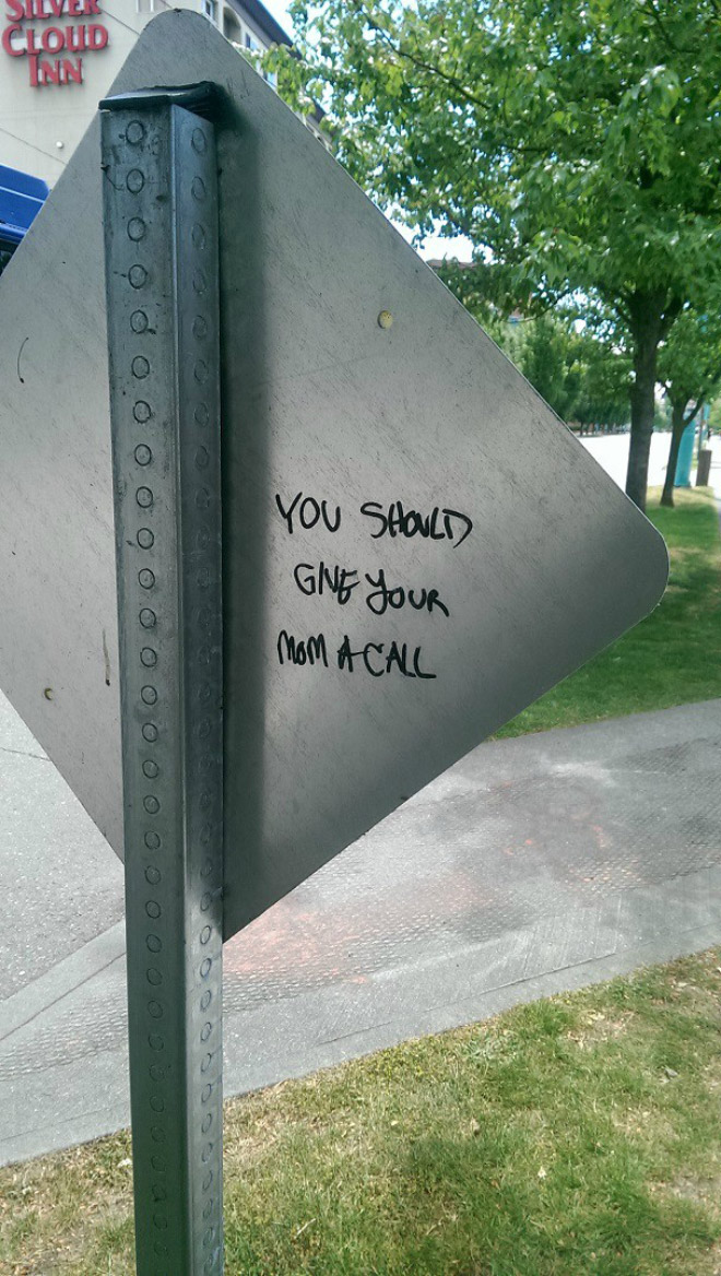 Hilariously polite graffiti.