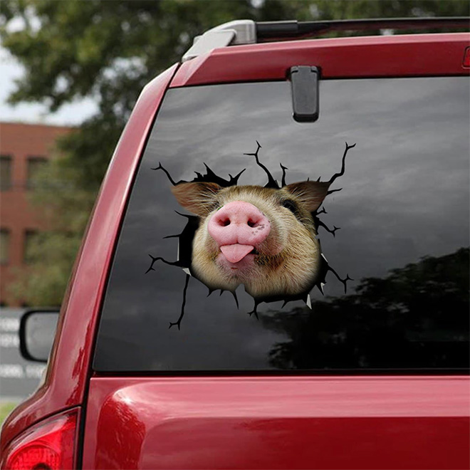 Funny 3D animal car window decal.