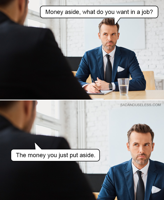 Funny job interview meme.