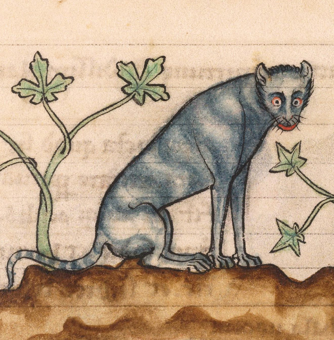 Ugly cat in medieval art.