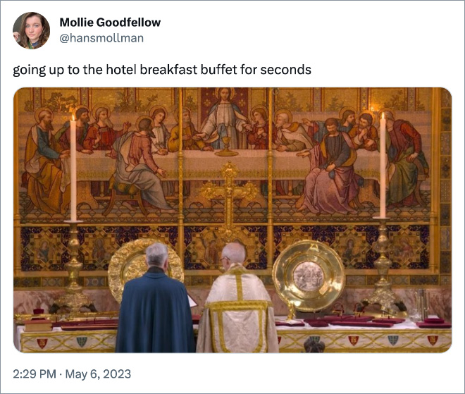 going up to the hotel breakfast buffet for seconds