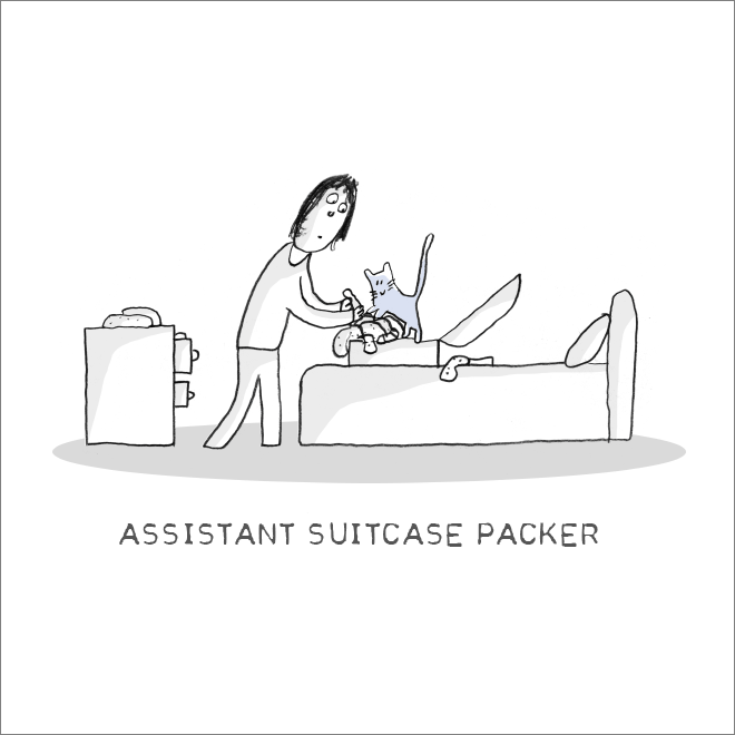 Important cat job: assistant suitcase packer.