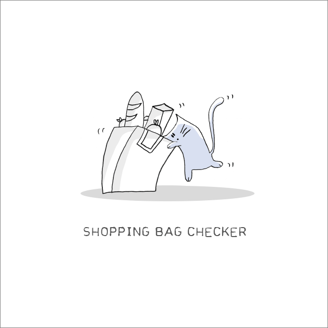 Important cat job: shopping bag checker.