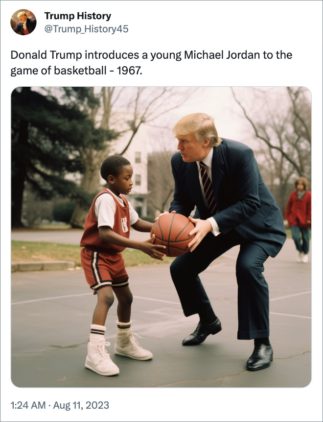 Donald Trump introduces a young Michael Jordan to the game of basketball - 1967.