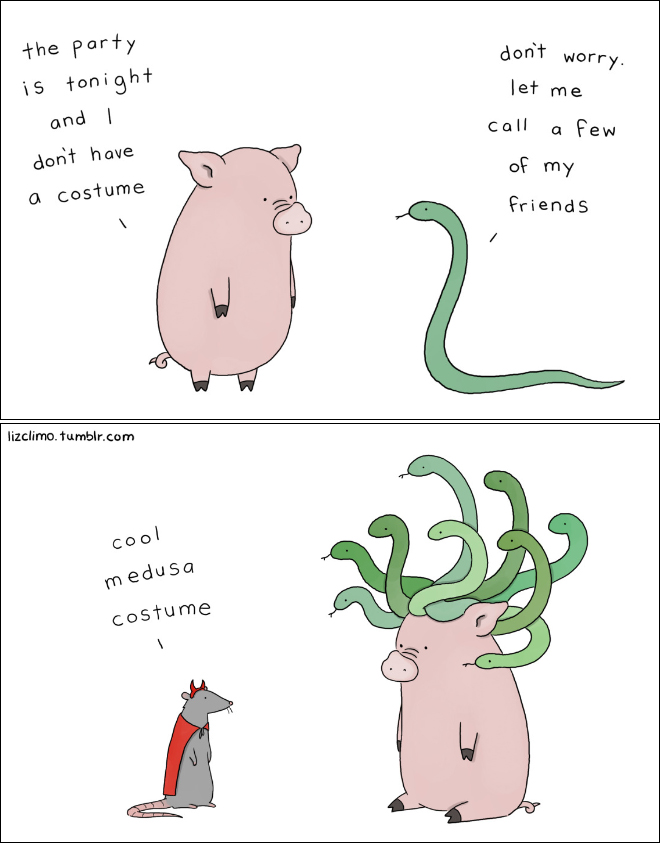 Animal Halloween comic by Liz Climo.