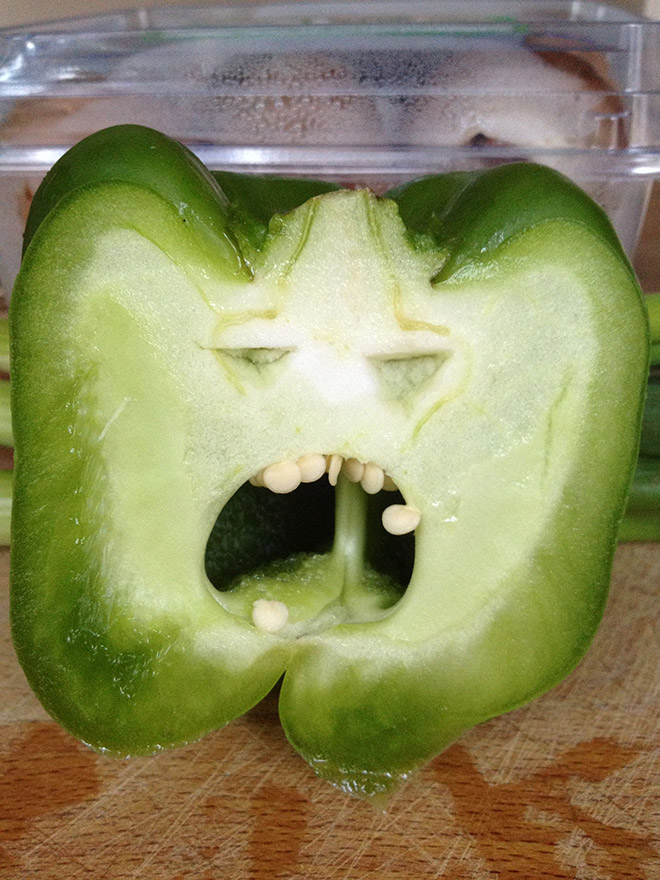 Bell pepper screaming in horror.