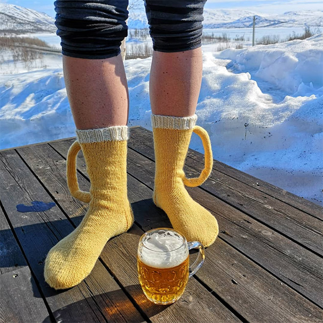 Beer mug socks.