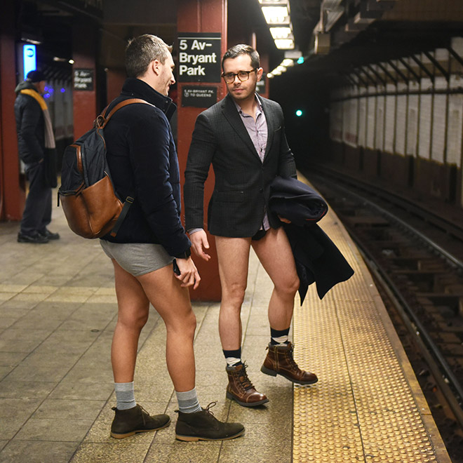 Some people on subway are acting really strange.